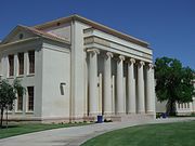 Close-up view of the Chandler High School built in 1900 and located in 350 N. Arizona Ave. The building is listed in the National Register of Historic Places. Reference #07000836