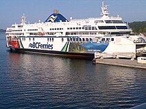 BC Ferries' MV Coastal Celebration docked at Swartz Bay terminal in May 2014