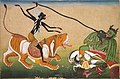 Kali Attacking Nisumbha; c. 1740, colour on paper, 22 × 33 cm, Cleveland Museum of Art