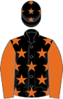 Black, orange stars, sleeves and stars on cap