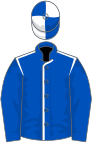 Royal blue, white seams on body, quartered cap