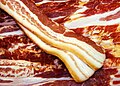 Raw bacon strips