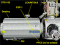 ESP-1 and hardware installation locations on the Destiny during STS-102