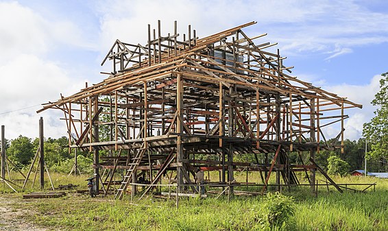 The frame of a new house under construction in Borneo (created by Cccefalon; nominated by Crisco 1492)