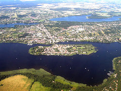 City island in the River Havel, with Großer Plessower See in the background