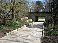 One of multiple pedestrian pathways which travel underneath a road