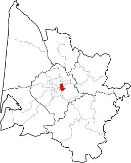 Location of the canton of Cenon in the Gironde department.