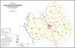 Map showing Dundgarh (#809) in Bachhrawan CD block