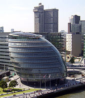 London City Hall is the headquarters of the Greater London Authority (GLA) which comprises the Mayor of London and London Assembly. It is located on the River Thames in the London Borough of Southwark