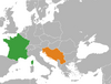 Location map for France and Yugoslavia.