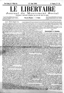 Newspaper front page of Le Libertaire