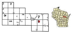 Location of Bonduel in Shawano County, Wisconsin.