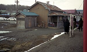 春别站车站大楼（从站台一方拍摄） （1989年3月）