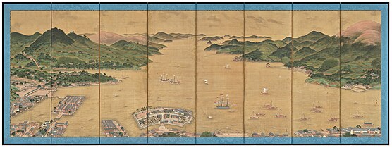 View of Dejima in Nagasaki Bay by Kawahara Keigo c. 1836