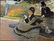 Camille Monet on a Garden Bench, 1873