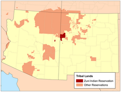 Location of Pueblo of Zuni