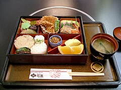 Bento served at a restaurant in Japan