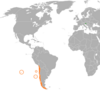 Location map for Chile and Slovenia.