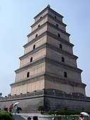 The Giant Wild Goose Pagoda in Xi'an, rebuilt in 704 during the Tang dynasty