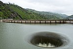 The spillway at Monticello Dam, Lake Berryessa, in operation. February 19, 2017