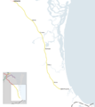 Map of the Gold Coast railway line, Queensland