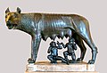 Image 13Capitoline Wolf, sculpture of the she-wolf feeding the twins Romulus and Remus, the most famous image associated with the founding of Rome. According to Livy, it was erected in 296 BC. (from Founding of Rome)