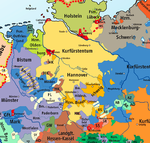 The Duchy of Oldenburg in 1789 (in the northwest, Hzm. Oldenburg, light green)