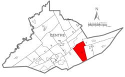 Map of Centre County, Pennsylvania highlighting Gregg Township