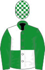 Green and white (quartered), green sleeves, checked cap