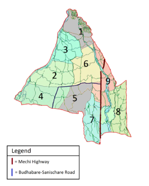 Map of Budhabare depicting its constituent wards
