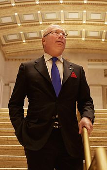 Mussio after a keynote address at the Sir John A. MacDonald Building in Ottawa, Ontario, Canada