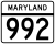 Maryland Route 992 marker