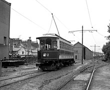 Looking south from the station in 1982, showing car 2 and the car shed