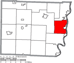 Location of Pultney Township in Belmont County