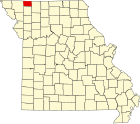 沃思县在密苏里州的位置