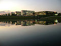 Ministries Esplanade and the National Congress' reflecting pool in Brasília, Brazil