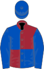 Maroon and royal blue (quartered), royal blue sleeves and cap