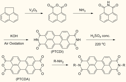 Scheme for synthesizing symmetrically N,N'-substituted perylene diimide