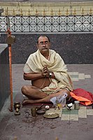 A pujari meditates in Kolkata