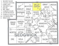 Location of Valley Center Township in Sedgwick County