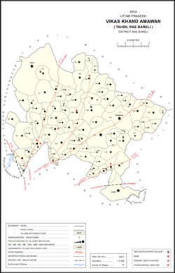 Map showing Bawan Buzurg (#271) in Amawan CD block