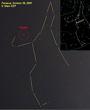 2007年10月25日，这颗彗星看起来像是英仙座中一颗明亮的新星。