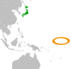Location map for Japan and Kiribati.