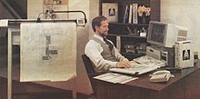 Man using Autodesk software in 1987