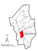 Map of Columbia County, Pennsylvania highlighting Catawissa Township