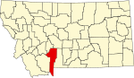 加拉廷县在蒙大拿州的位置