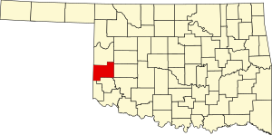 Map of Oklahoma highlighting Beckham County