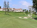 18th hole, Riviera Country Club, Pacific Palisades, California. Because of the half-bowl shape of the topography, this hole is nicknamed "The Amphitheater".