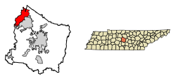 Location of La Vergne in Rutherford County, Tennessee