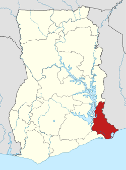 沃尔特大区位于加纳的位置
